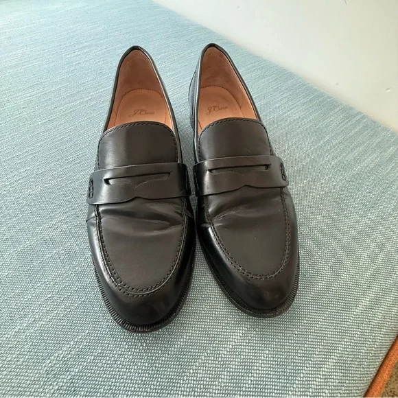 J Crew Classic Tab Black Spazzolato Leather Loafer - Picture 2 of 10